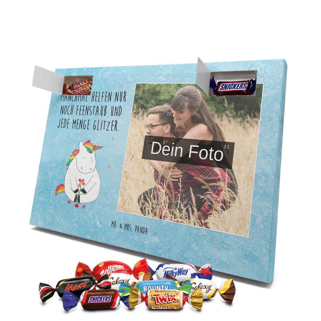  Jednorożec Smutny Personalisierter Schoko Foto Adventskalender, Unicorn, Einhorn, Einhörner, Einhorn Deko, Liebe, Blume, Glitzer, Trösten. Freundschaft, Trauer, Freunde, Grußkarte