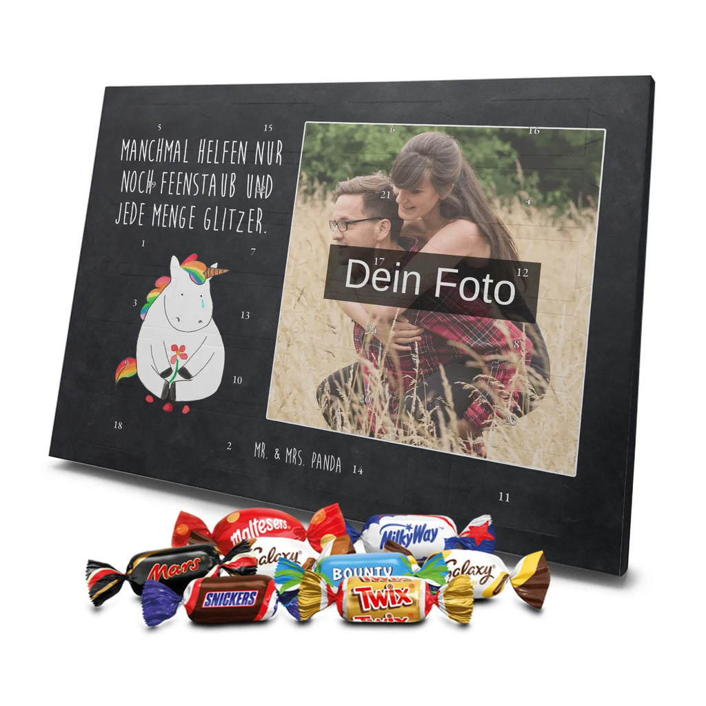  Jednorożec Smutny Personalisierter Schoko Foto Adventskalender, Unicorn, Einhorn, Einhörner, Einhorn Deko, Liebe, Blume, Glitzer, Trösten. Freundschaft, Trauer, Freunde, Grußkarte
