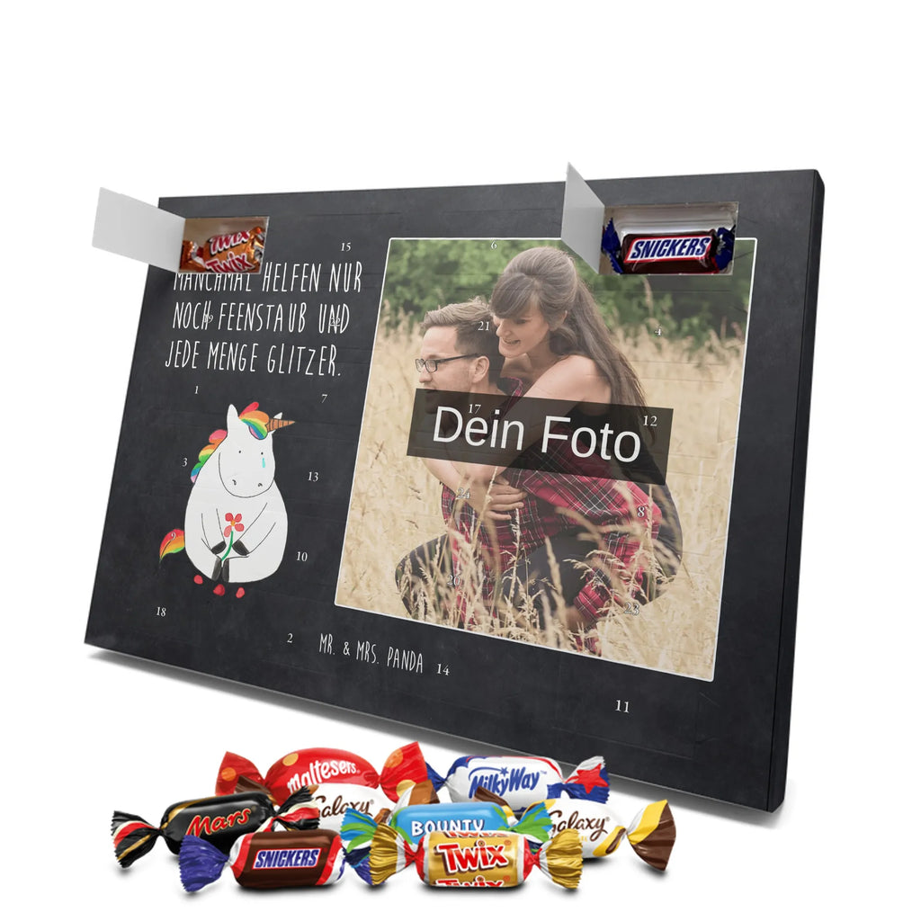  Jednorożec Smutny Personalisierter Schoko Foto Adventskalender, Unicorn, Einhorn, Einhörner, Einhorn Deko, Liebe, Blume, Glitzer, Trösten. Freundschaft, Trauer, Freunde, Grußkarte