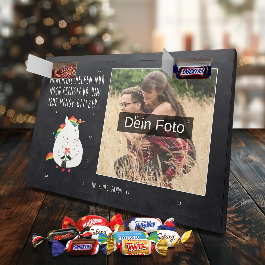  Jednorożec Smutny Personalisierter Schoko Foto Adventskalender, Unicorn, Einhorn, Einhörner, Einhorn Deko, Liebe, Blume, Glitzer, Trösten. Freundschaft, Trauer, Freunde, Grußkarte