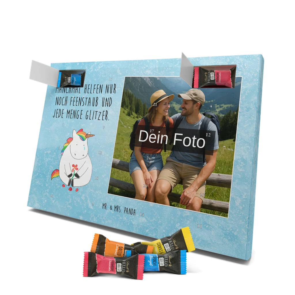  Jednorożec Smutny Personalisierter Schoko Foto Adventskalender, Unicorn, Einhorn, Einhörner, Einhorn Deko, Liebe, Blume, Glitzer, Trösten. Freundschaft, Trauer, Freunde, Grußkarte