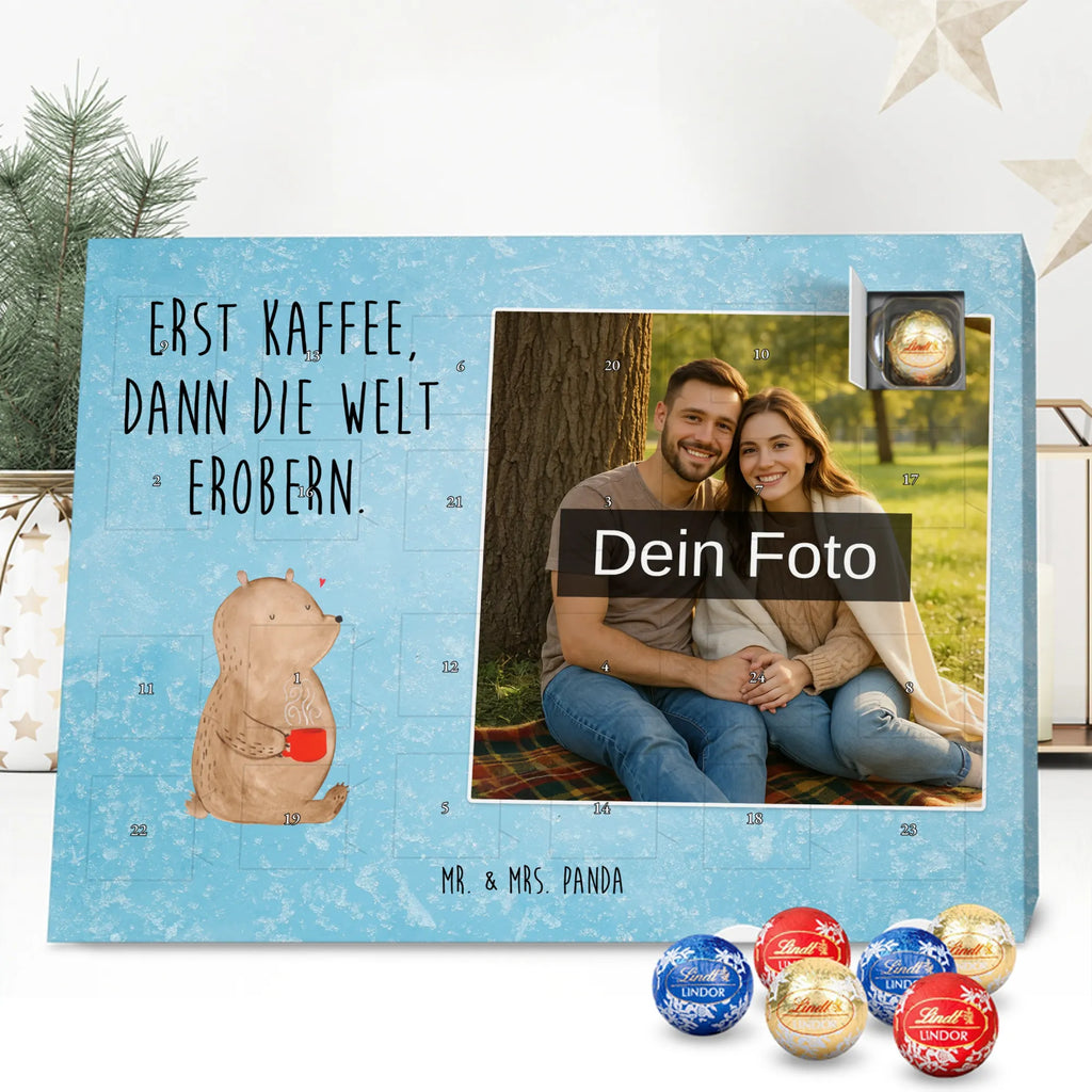 Personalisierter Schoko Foto Adventskalender Bär Kaffee Personalisierter Schoko Foto Adventskalender, Teddybär, Teddy, Bär, Guten Morgen, Bären, Welt Erobern, Kaffee, Welt Retten, Motivation, Coffee, Morgenroutine