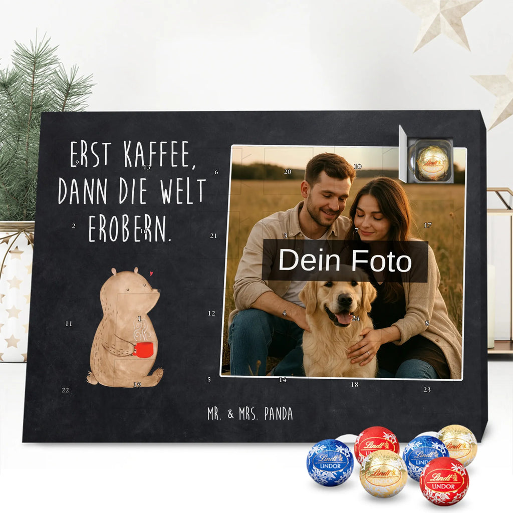 Personalisierter Schoko Foto Adventskalender Bär Kaffee Personalisierter Schoko Foto Adventskalender, Teddybär, Teddy, Bär, Guten Morgen, Bären, Welt Erobern, Kaffee, Welt Retten, Motivation, Coffee, Morgenroutine