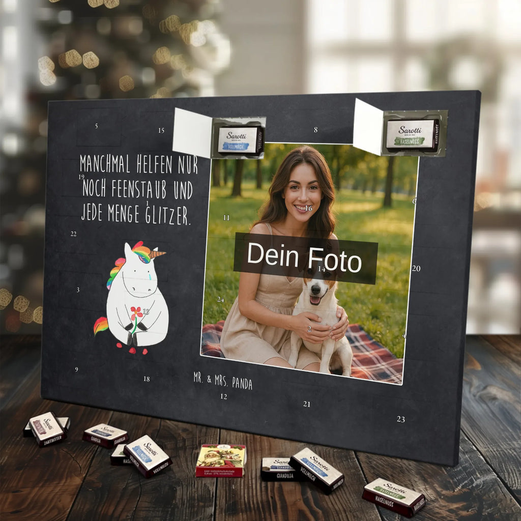  Jednorożec Smutny Personalisierter Schoko Foto Adventskalender, Unicorn, Einhorn, Einhörner, Einhorn Deko, Liebe, Blume, Glitzer, Trösten. Freundschaft, Trauer, Freunde, Grußkarte
