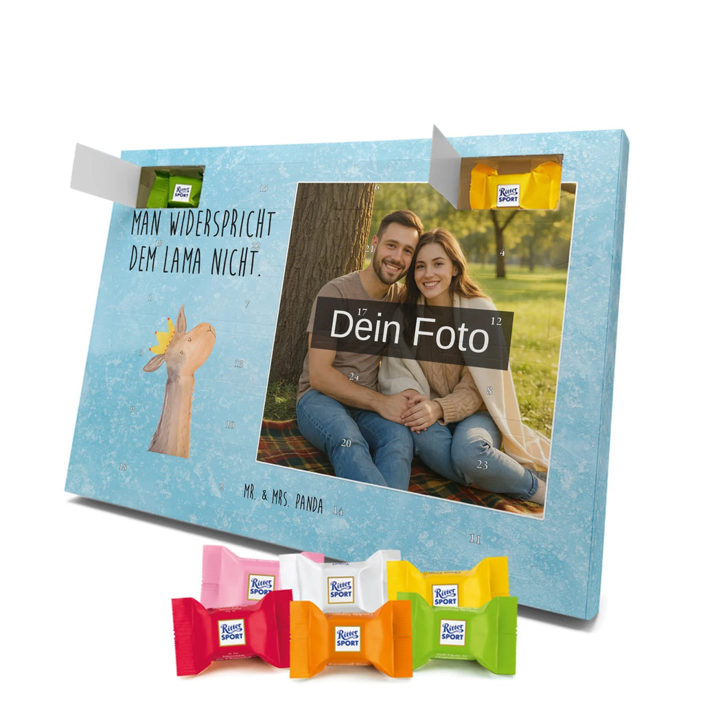 Personalisierter Schoko Foto Adventskalender Lamakopf König Personalisierter Schoko Foto Adventskalender, Lama, Alpaka, Abi, Kollegin, Chef, König, Vorgesetzter, Lamas, Abitur, Mama, Büro Kollege, Königin, Freundin, Papa
