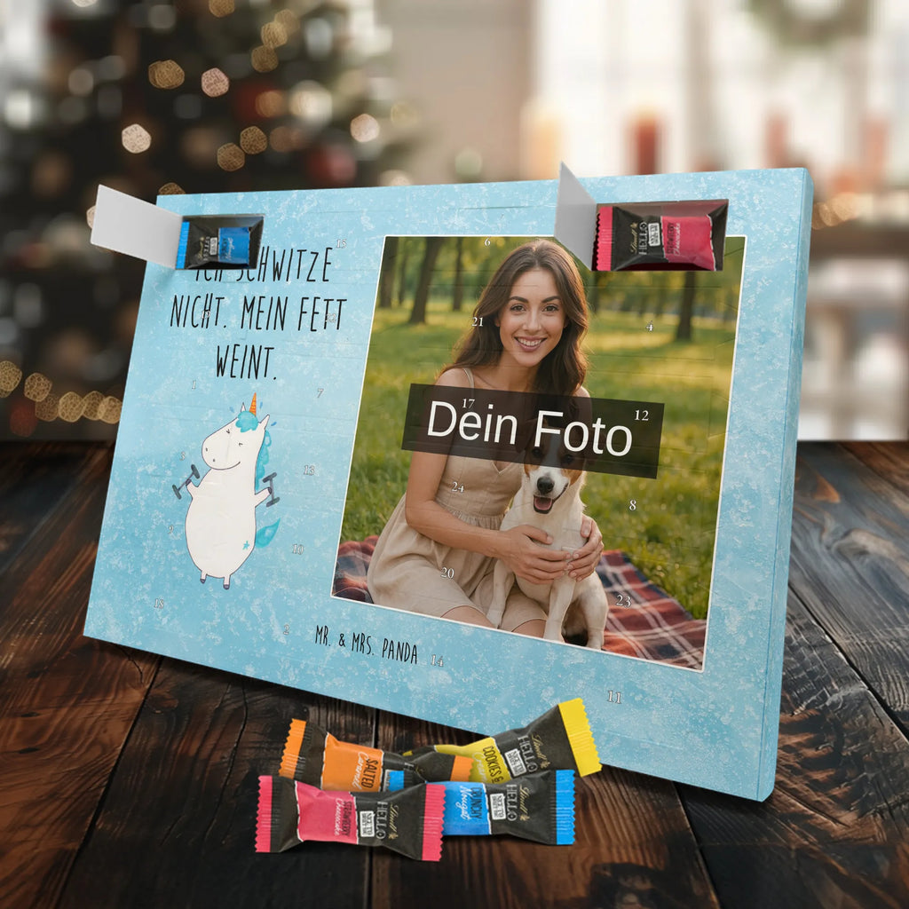 Personalisierter Schoko Foto Adventskalender Einhorn Fitness Personalisierter Schoko Foto Adventskalender, Unicorn, Einhorn, Einhörner, Einhorn Deko, Diät, Gym, Pumpen, Fitnessstudio, Sixpack, Sport, Abnehmen, Geräte, Fitness