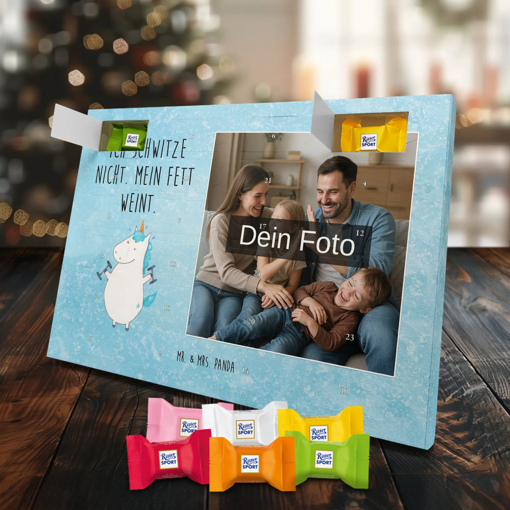 Personalisierter Schoko Foto Adventskalender Einhorn Fitness Personalisierter Schoko Foto Adventskalender, Unicorn, Einhorn, Einhörner, Einhorn Deko, Diät, Gym, Pumpen, Fitnessstudio, Sixpack, Sport, Abnehmen, Geräte, Fitness