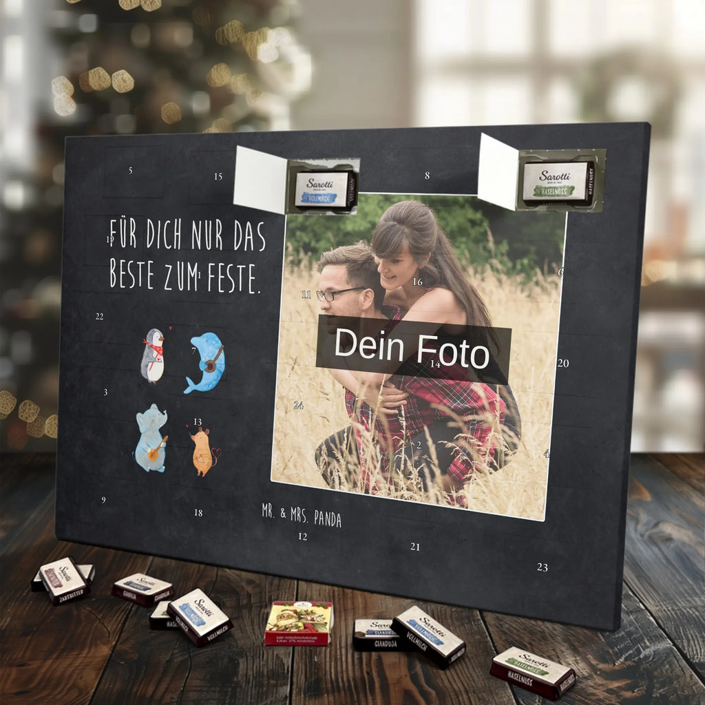 Personalisierter Schoko Foto Adventskalender Big Band Personalisierter Schoko Foto Adventskalender, Gute Laune, Lustige Sprüche, Tiere, Tiermotive, Maus, Musikanten, Elefant, Gitarre, Triangel, Hund, Delfin, Musik, Band, Pinguin