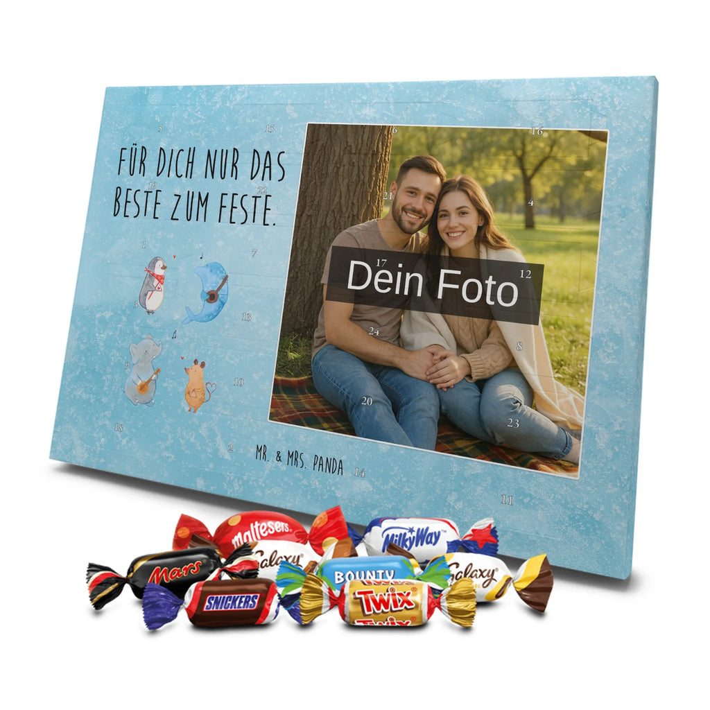 Personalisierter Schoko Foto Adventskalender Big Band Personalisierter Schoko Foto Adventskalender, Gute Laune, Lustige Sprüche, Tiere, Tiermotive, Maus, Musikanten, Elefant, Gitarre, Triangel, Hund, Delfin, Musik, Band, Pinguin