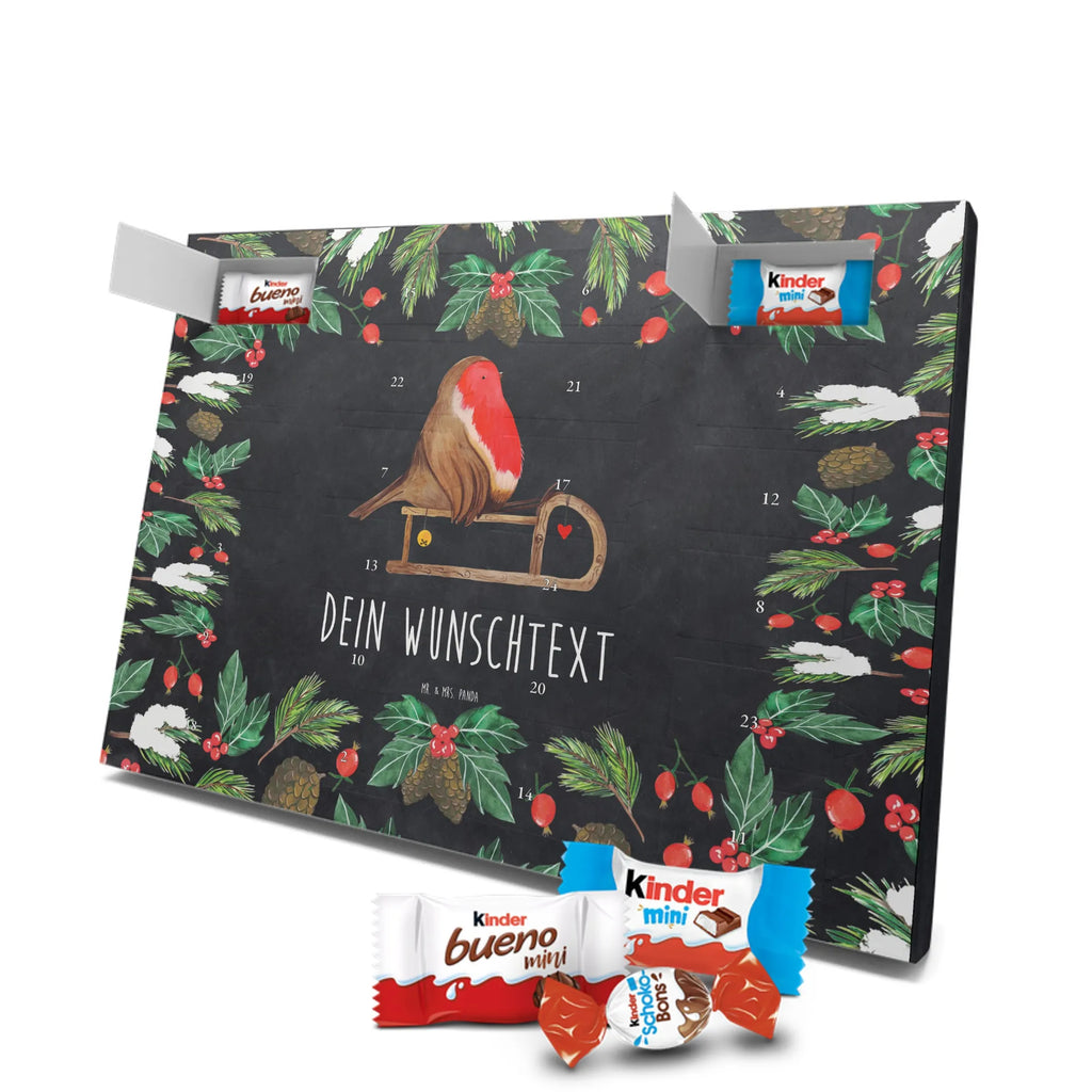 Adventskalender mit Namen Rotkehlchen Schlitten Personalisierter Adventskalender, Adventskalender mit Namen, Wintermotiv, Weihnachtsdeko, Weihnachten, Winter, Heiligabend, Advent, Nikolaus, Vogel, Schlitten