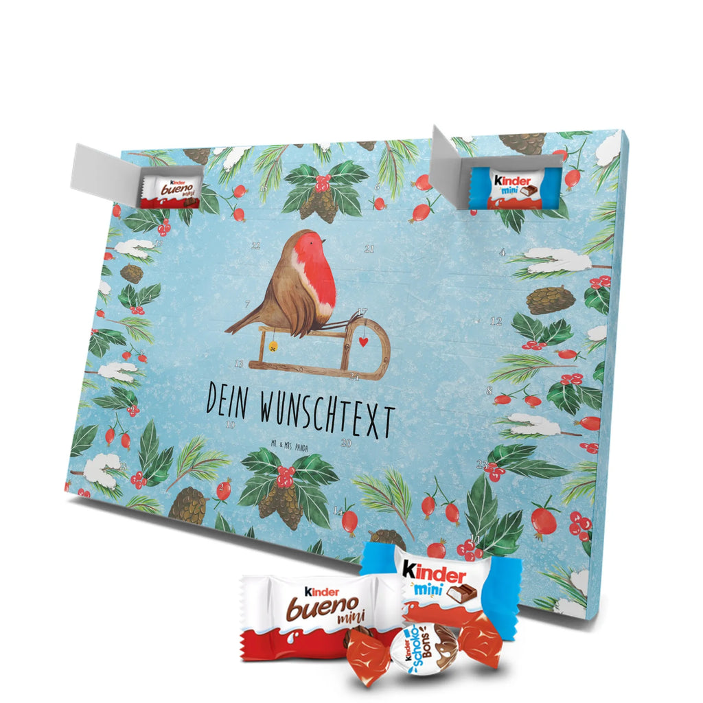 Adventskalender mit Namen Rotkehlchen Schlitten Personalisierter Adventskalender, Adventskalender mit Namen, Wintermotiv, Weihnachtsdeko, Weihnachten, Winter, Heiligabend, Advent, Nikolaus, Vogel, Schlitten