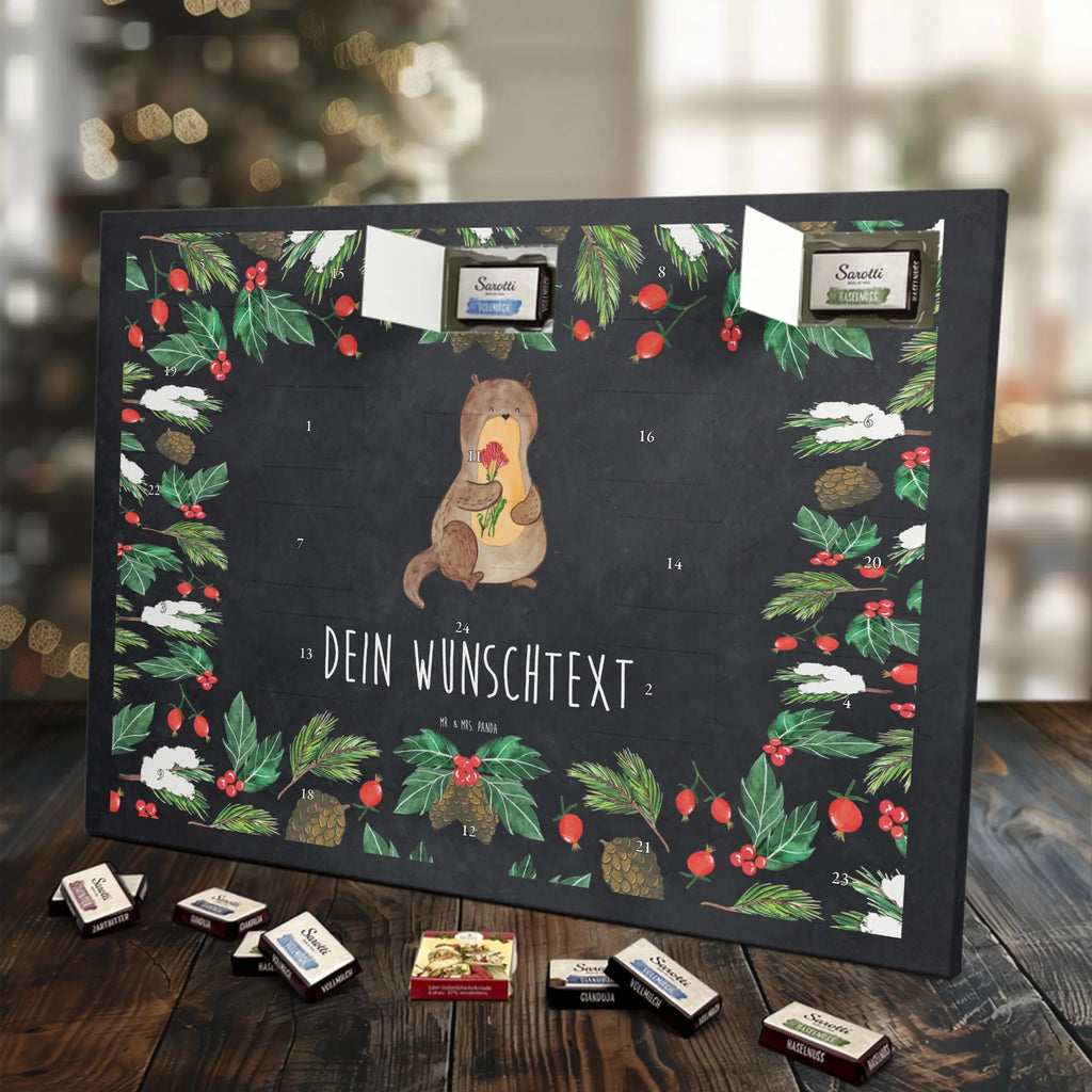 Adventskalender mit Namen Otter Blumenstrauß Adventskalender mit Namen, Personalisierter Adventskalender, Fischotter, Seeotter, Otter, Otter Seeotter See Otter