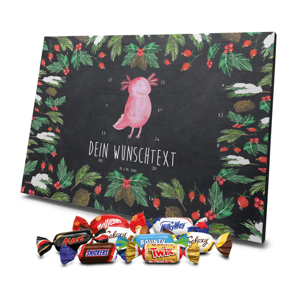 Personalisierter Schoko Adventskalender Axolotl Glücklich Personalisierter Adventskalender, Adventskalender mit Namen, Molch, Axolotl, Axolot, Lurch, Lurche, Schwanzlurch, Motivation, Gute Laune