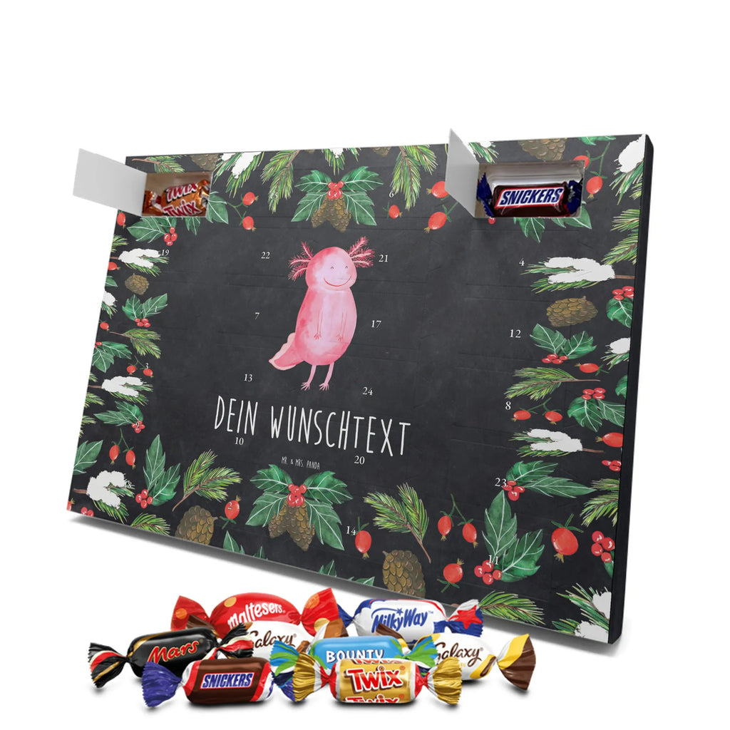 Personalisierter Schoko Adventskalender Axolotl Glücklich Personalisierter Adventskalender, Adventskalender mit Namen, Molch, Axolotl, Axolot, Lurch, Lurche, Schwanzlurch, Motivation, Gute Laune