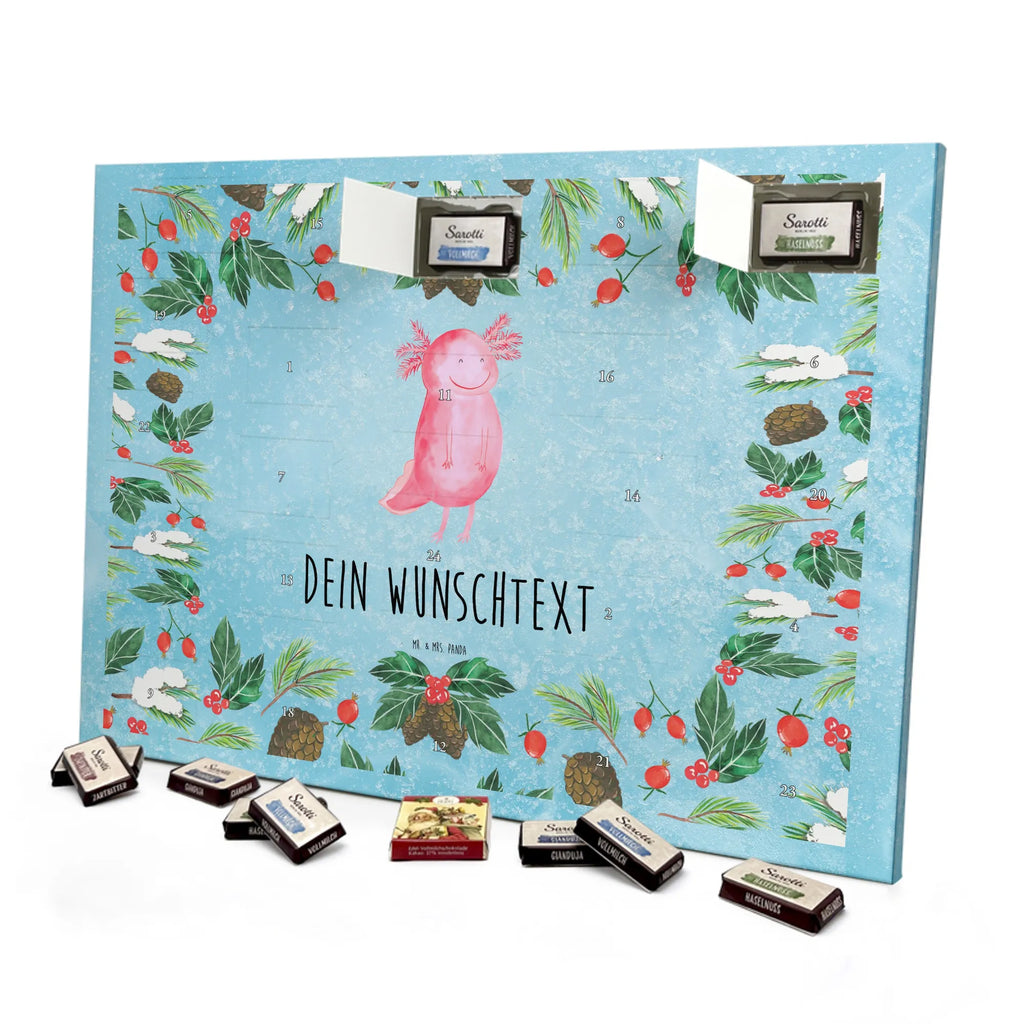 Personalisierter Schoko Adventskalender Axolotl Glücklich Personalisierter Adventskalender, Adventskalender mit Namen, Molch, Axolotl, Axolot, Lurch, Lurche, Schwanzlurch, Motivation, Gute Laune
