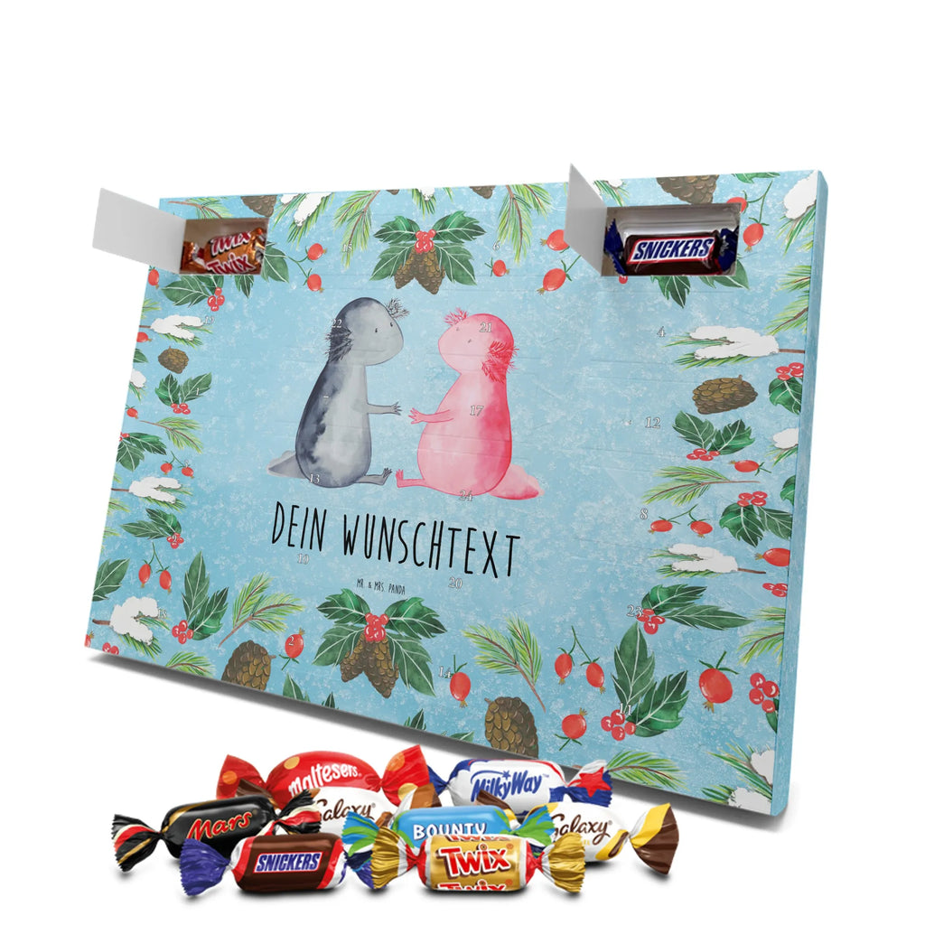 Personalisierter Schoko Adventskalender Axolotl Liebe Personalisierter Adventskalender, Adventskalender mit Namen, Molch, Axolotl, Lurche, Lurch, Schwanzlurch, Liebe, Axolot, Valentinstag, Verlobter, Ehemann, Jahrestag, Liebesbeweis, Freund, Große Liebe