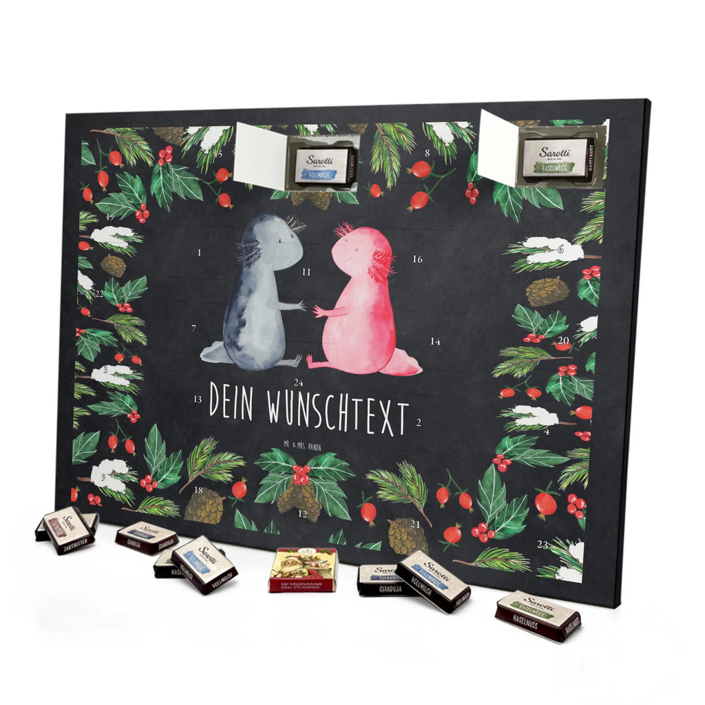 Personalisierter Schoko Adventskalender Axolotl Liebe Personalisierter Adventskalender, Adventskalender mit Namen, Molch, Axolotl, Lurche, Lurch, Schwanzlurch, Liebe, Axolot, Valentinstag, Verlobter, Ehemann, Jahrestag, Liebesbeweis, Freund, Große Liebe