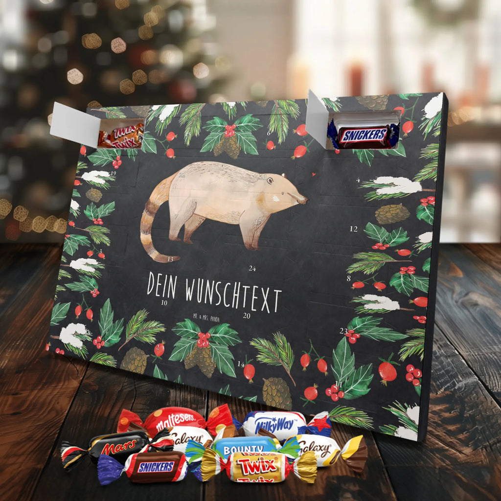 Adventskalender mit Namen Nasenbär Adventskalender mit Namen, Personalisierter Adventskalender, Tiere, Tiermotive, Lustige Sprüche, Gute Laune, Bär, Rüsselbär, Nasenbär, Nasenbären