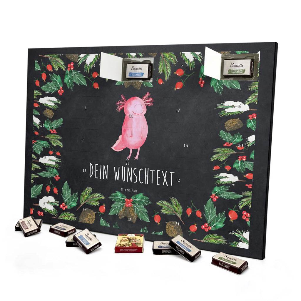 Personalisierter Schoko Adventskalender Axolotl Glücklich Personalisierter Adventskalender, Adventskalender mit Namen, Molch, Axolotl, Axolot, Lurch, Lurche, Schwanzlurch, Motivation, Gute Laune