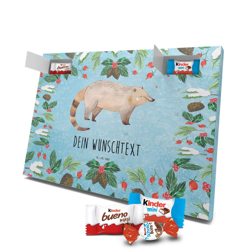 Adventskalender mit Namen Nasenbär Adventskalender mit Namen, Personalisierter Adventskalender, Tiere, Tiermotive, Lustige Sprüche, Gute Laune, Bär, Rüsselbär, Nasenbär, Nasenbären