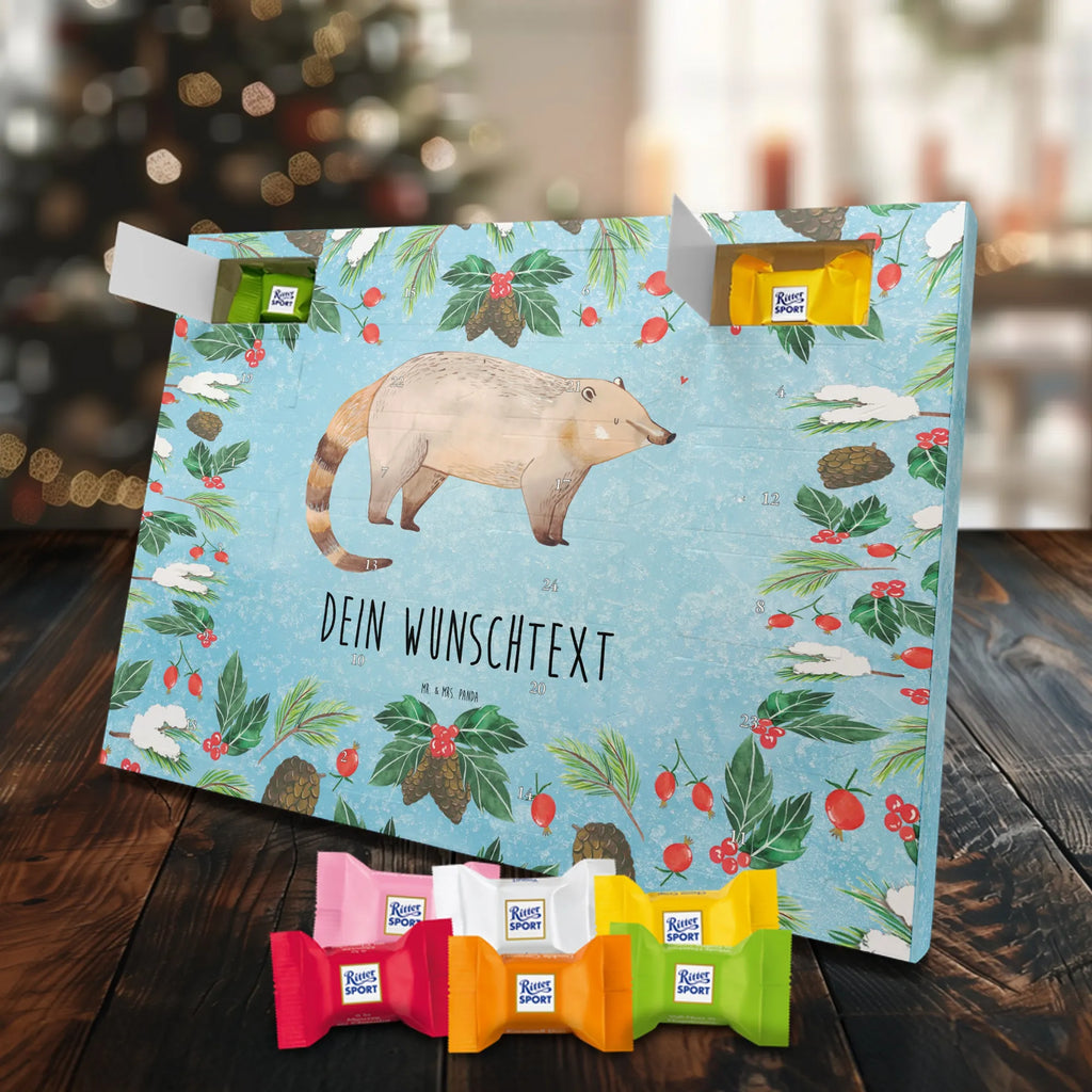 Adventskalender mit Namen Nasenbär Adventskalender mit Namen, Personalisierter Adventskalender, Tiere, Tiermotive, Lustige Sprüche, Gute Laune, Bär, Rüsselbär, Nasenbär, Nasenbären