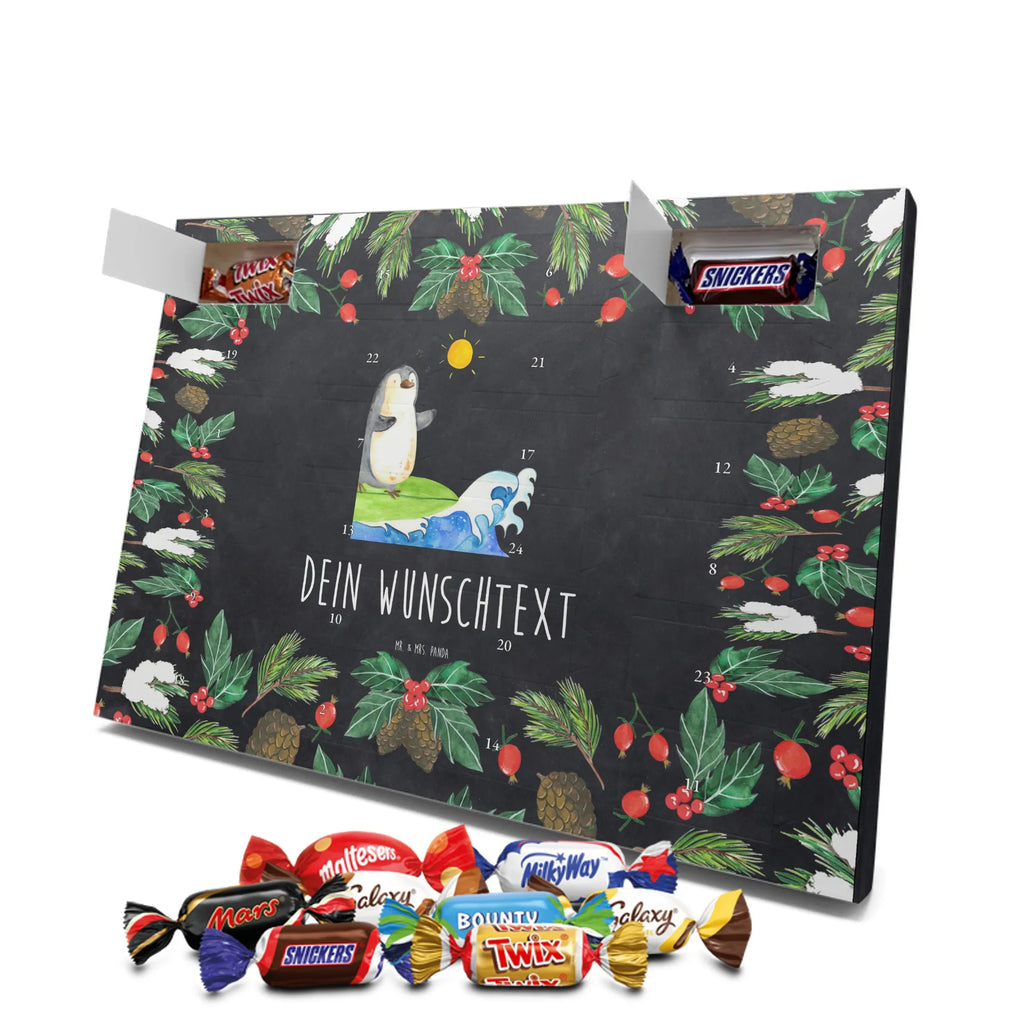 Personalisierter Schoko Adventskalender Pinguin Surfer Personalisierter Adventskalender, Adventskalender mit Namen, Pinguin, Wellen Reiten, Pinguine, Urlaub, Wellen, Surfen, Surfer, Portugal, Hawaii