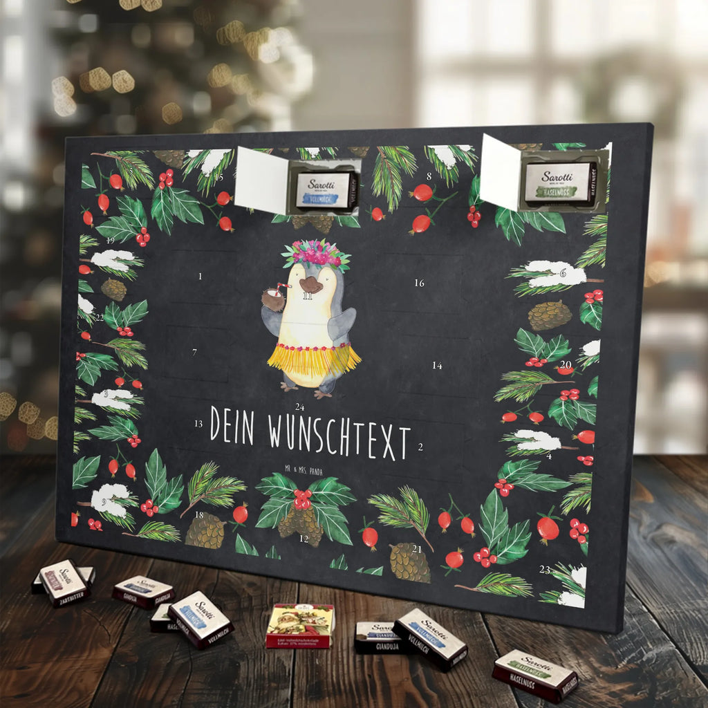  Pingwin z Kokosem Adventskalender mit Namen, Personalisierter Adventskalender, Pinguin, Aloha, Urlaub, Kokosnuss, Hawaii, Pinguine