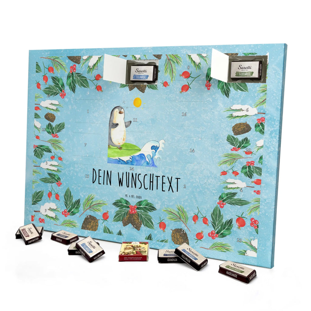 Personalisierter Schoko Adventskalender Pinguin Surfer Personalisierter Adventskalender, Adventskalender mit Namen, Pinguin, Wellen Reiten, Pinguine, Urlaub, Wellen, Surfen, Surfer, Portugal, Hawaii