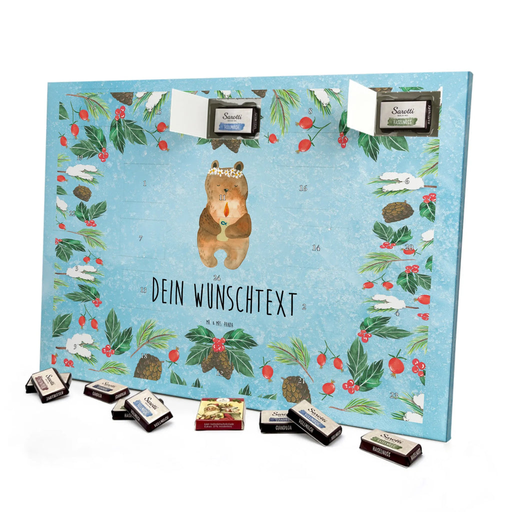Personalisierter Schoko Adventskalender Bär Kommunion Adventskalender mit Namen, Personalisierter Adventskalender, Teddy, Bär, Teddybär, Katholisch, Taufkerze, Gottes Segen, Kommunion