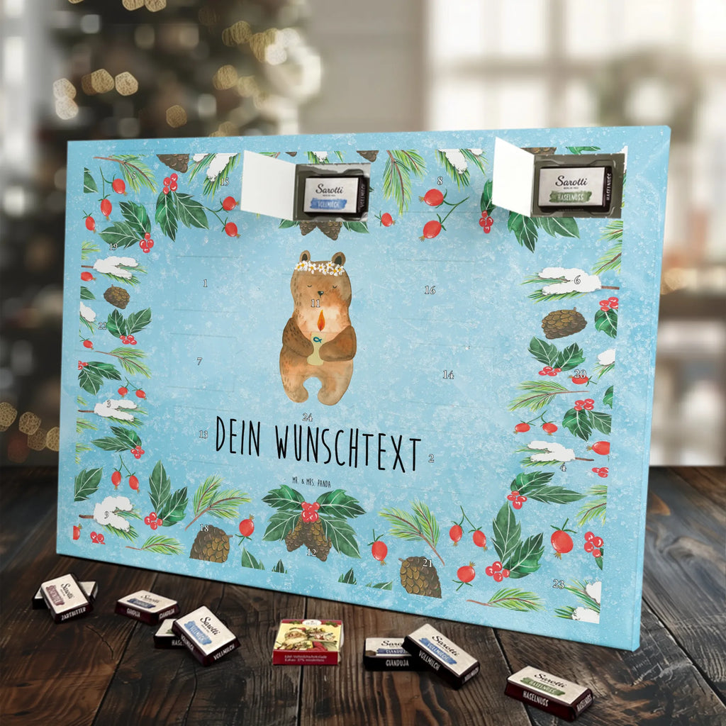 Personalisierter Schoko Adventskalender Bär Kommunion Adventskalender mit Namen, Personalisierter Adventskalender, Teddy, Bär, Teddybär, Katholisch, Taufkerze, Gottes Segen, Kommunion