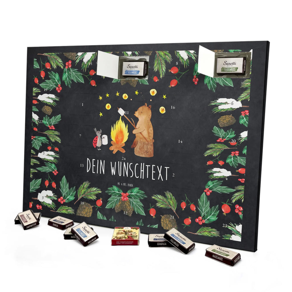 Personalisierter Schoko Adventskalender Bär & Marienkäfer Lagerfeuer Adventskalender mit Namen, Personalisierter Adventskalender, Teddy, Bär, Teddybär, Lagerfeuer