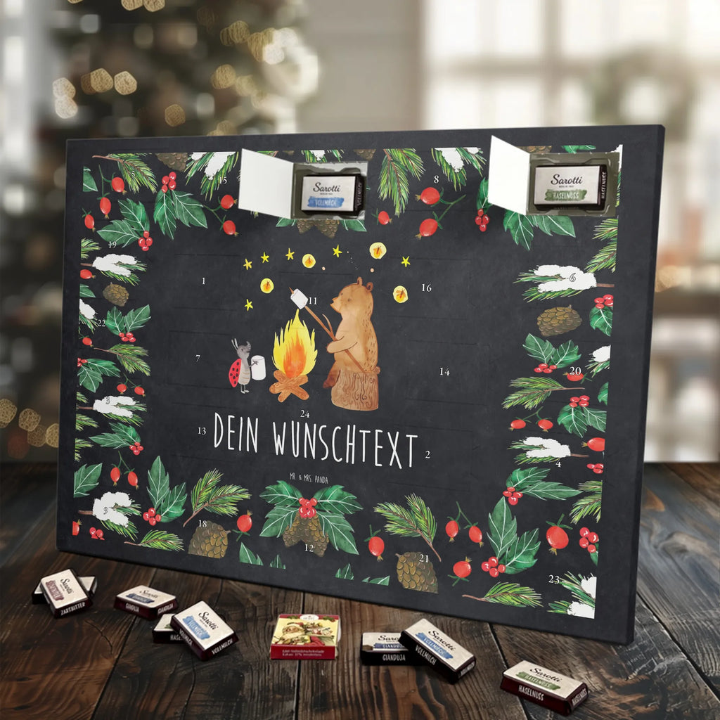 Personalisierter Schoko Adventskalender Bär & Marienkäfer Lagerfeuer Adventskalender mit Namen, Personalisierter Adventskalender, Teddy, Bär, Teddybär, Lagerfeuer