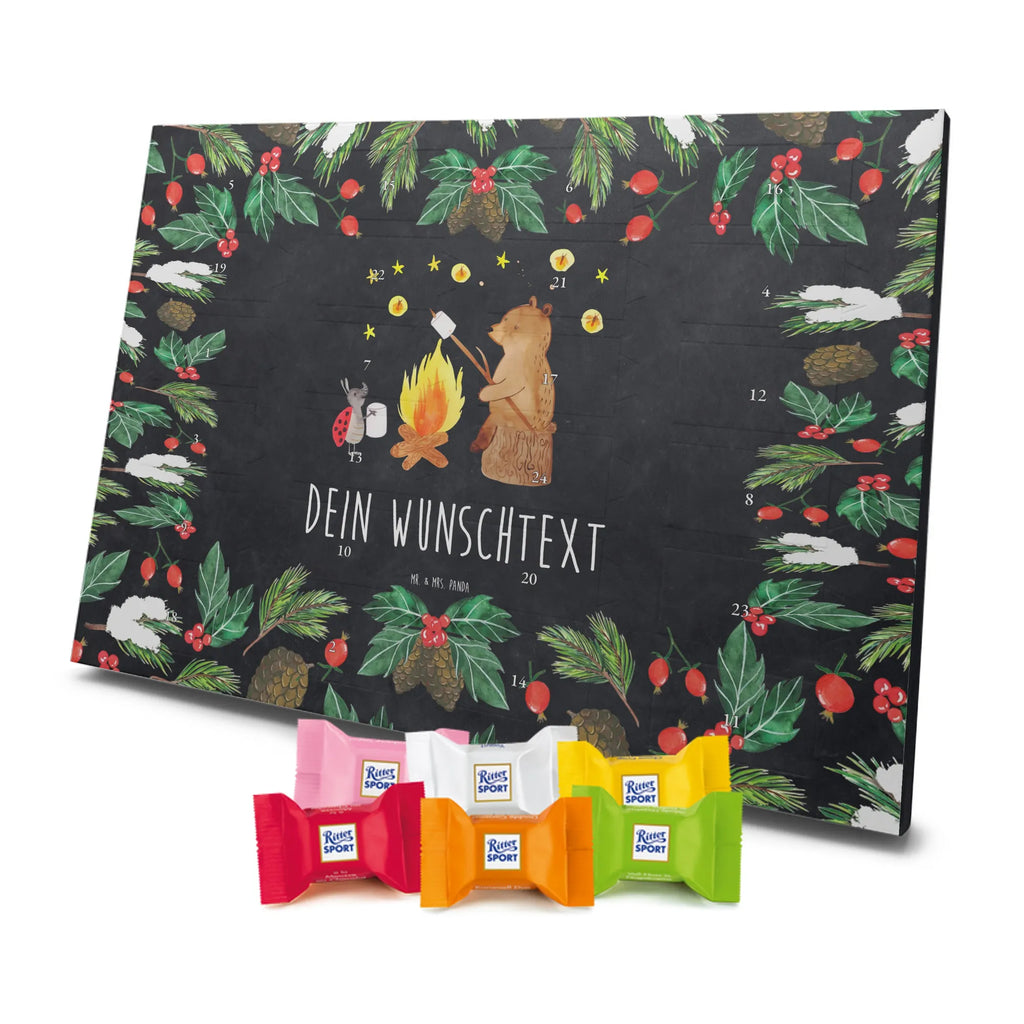 Personalisierter Schoko Adventskalender Bär & Marienkäfer Lagerfeuer Adventskalender mit Namen, Personalisierter Adventskalender, Teddy, Bär, Teddybär, Lagerfeuer