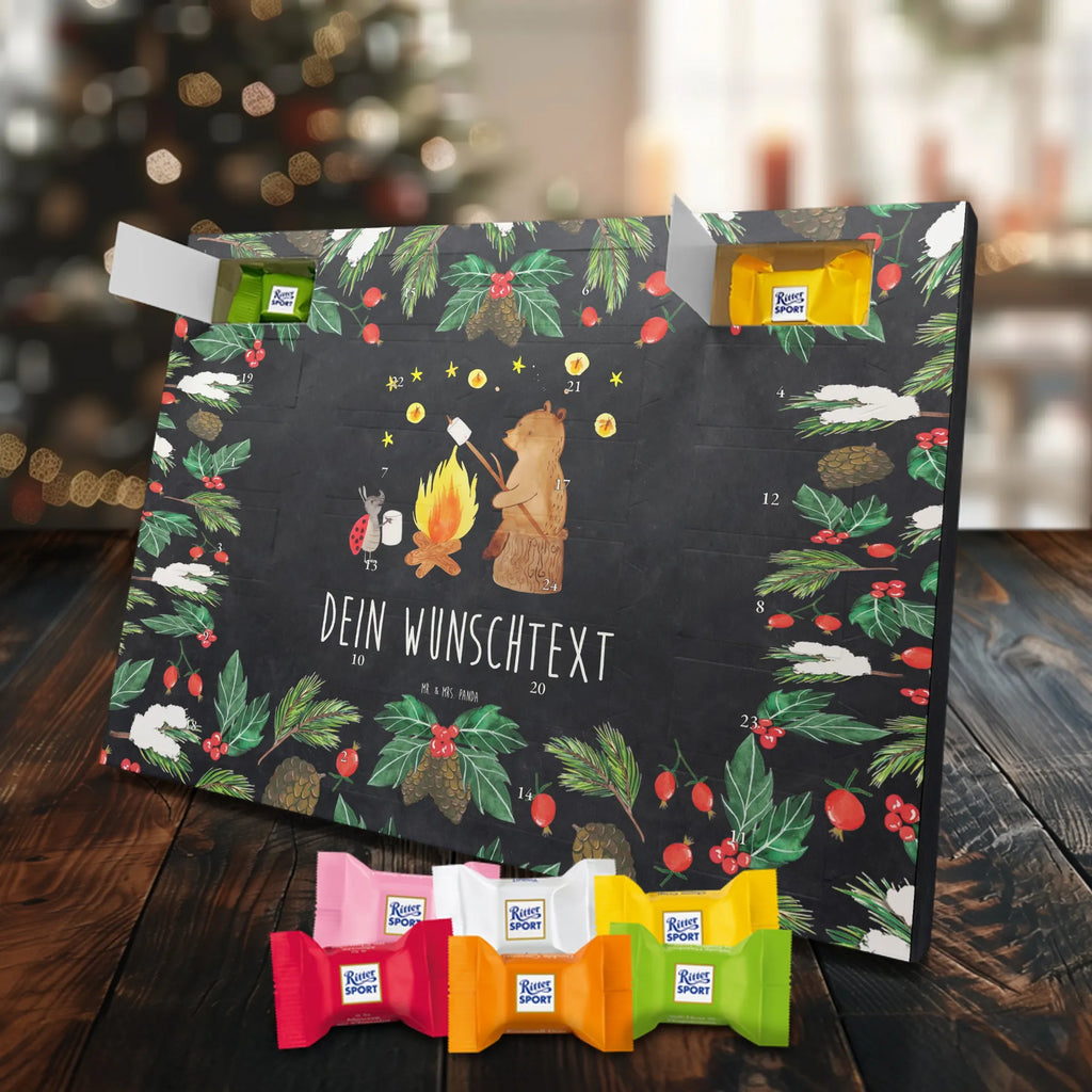 Personalisierter Schoko Adventskalender Bär & Marienkäfer Lagerfeuer Adventskalender mit Namen, Personalisierter Adventskalender, Teddy, Bär, Teddybär, Lagerfeuer