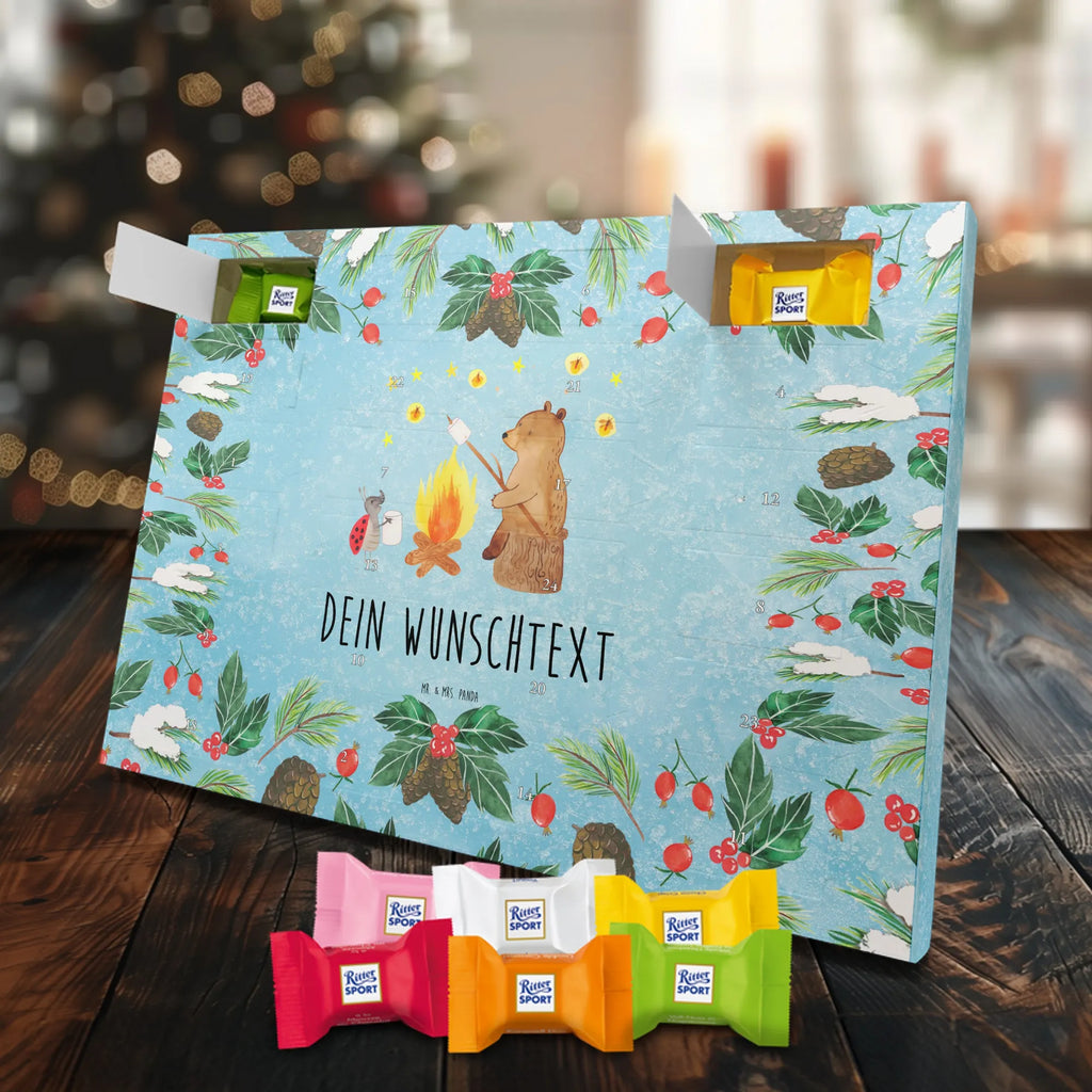 Personalisierter Schoko Adventskalender Bär & Marienkäfer Lagerfeuer Adventskalender mit Namen, Personalisierter Adventskalender, Teddy, Bär, Teddybär, Lagerfeuer