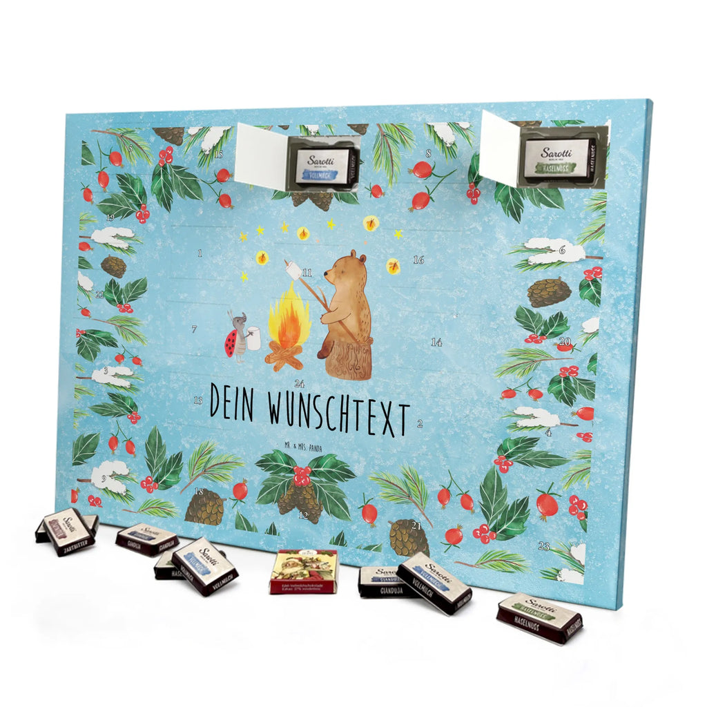 Personalisierter Schoko Adventskalender Bär & Marienkäfer Lagerfeuer Adventskalender mit Namen, Personalisierter Adventskalender, Teddy, Bär, Teddybär, Lagerfeuer
