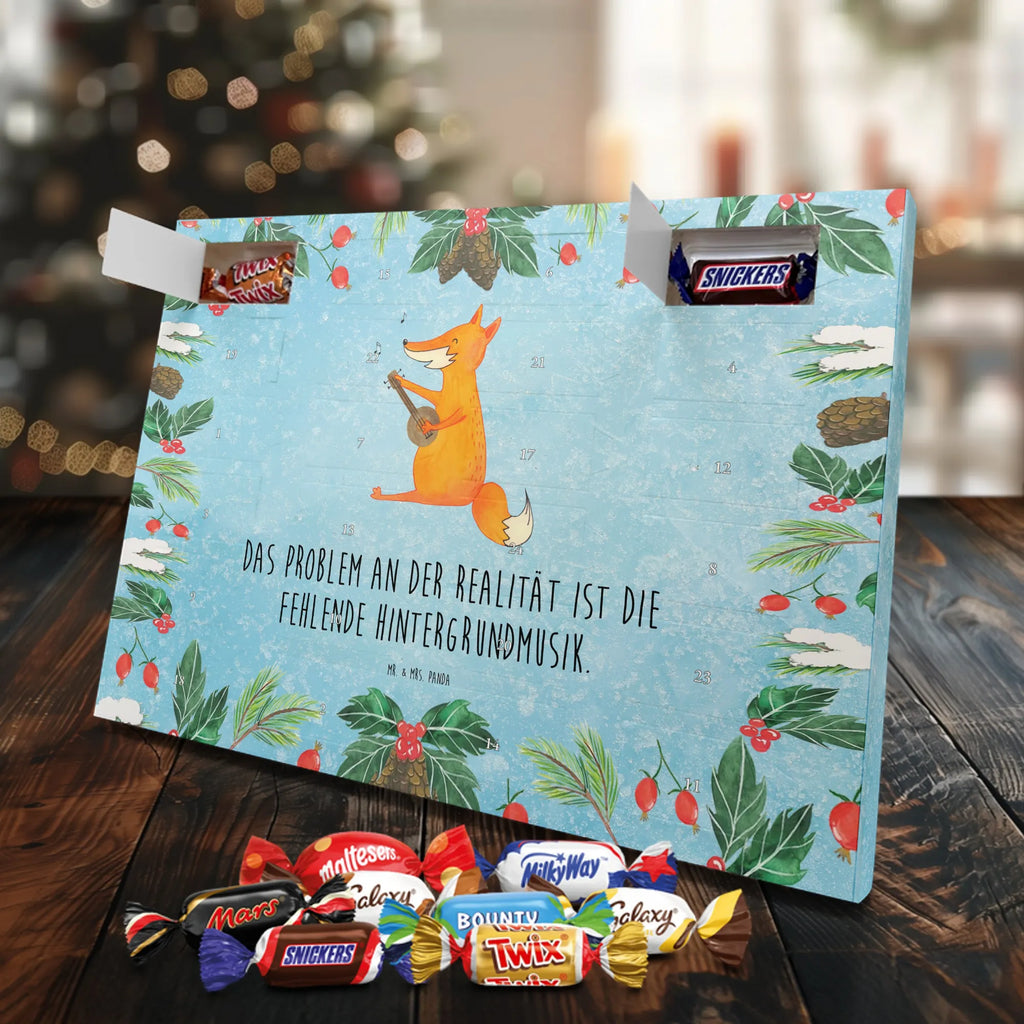 Chocolate advent calendar Fox guitar forest wildlife, clever as a fox, foxes, animal lover, music saying, singer, gift musician, guitar, musician
