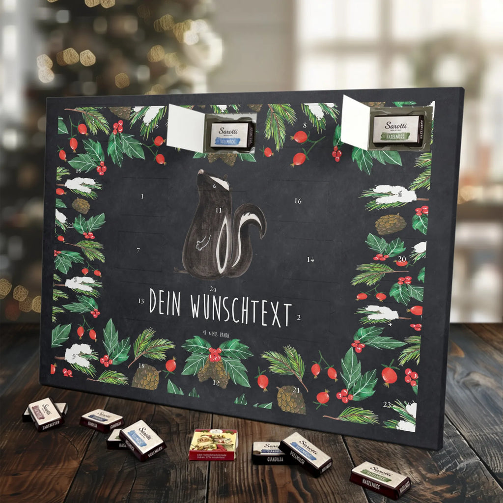  skunks siedzenie Adventskalender mit Namen, Personalisierter Adventskalender, Stinktier, Skunk, Raubtier, Wildtier, Büro, Besserwisser, Recht, Spruch, Stinki, Stinker