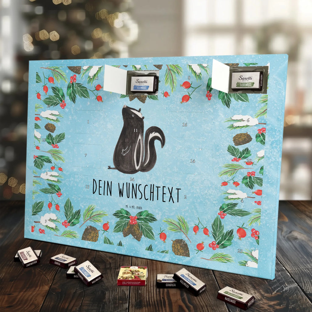  skunks siedzenie Adventskalender mit Namen, Personalisierter Adventskalender, Stinktier, Skunk, Raubtier, Wildtier, Büro, Besserwisser, Recht, Spruch, Stinki, Stinker