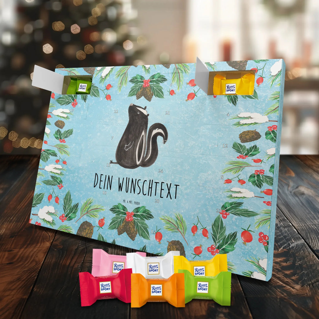  skunks siedzenie Adventskalender mit Namen, Personalisierter Adventskalender, Stinktier, Skunk, Raubtier, Wildtier, Büro, Besserwisser, Recht, Spruch, Stinki, Stinker