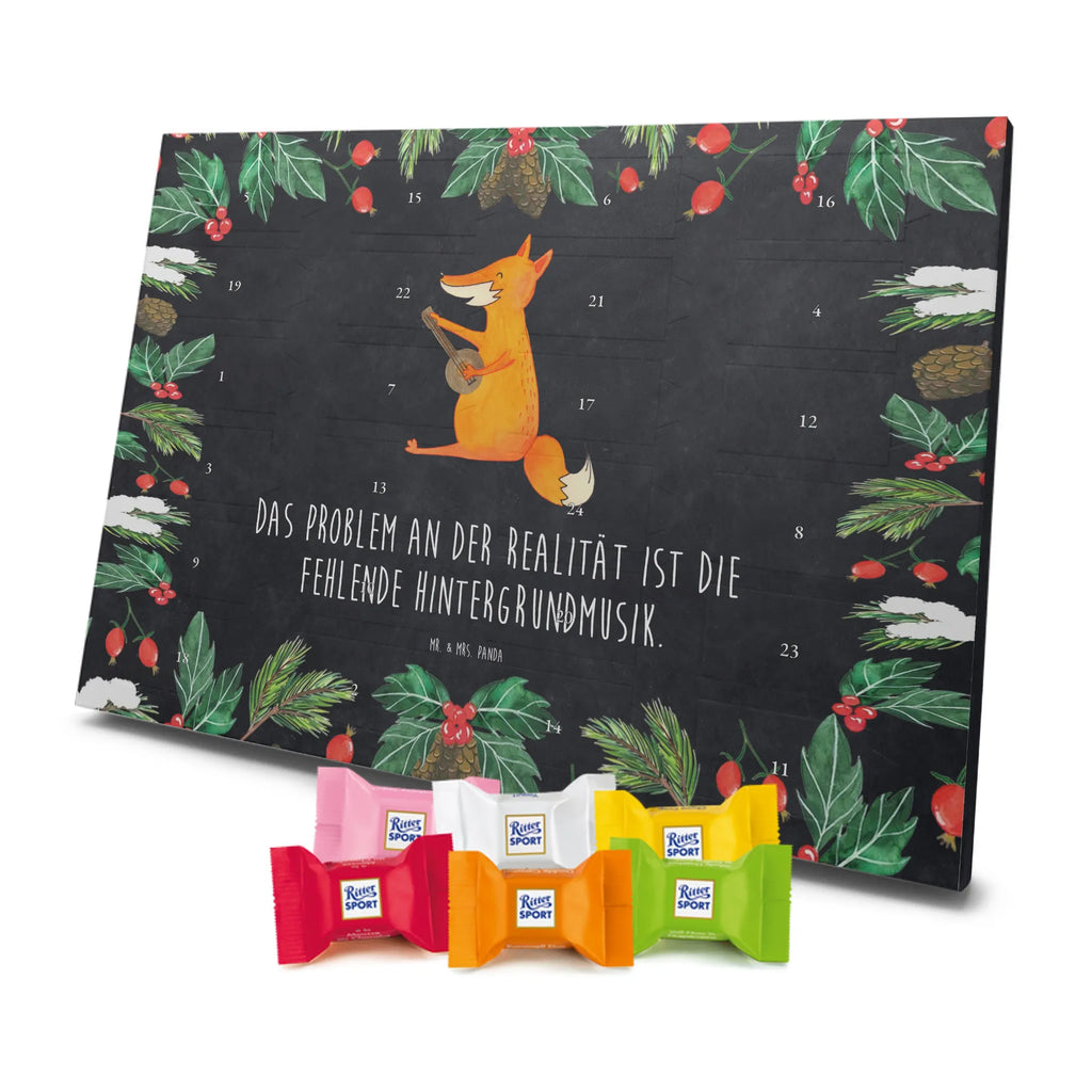 Chocolate advent calendar Fox guitar forest wildlife, clever as a fox, foxes, animal lover, music saying, singer, gift musician, guitar, musician