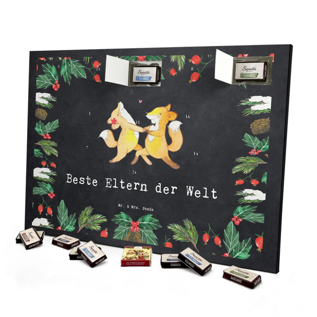 Chocolate advent calendar Fox Best parents in the world gift, birthday, gift idea, birthday present, giving, thank you, for, make you happy, gift tip, mom and dad, parents, parents couple, producer