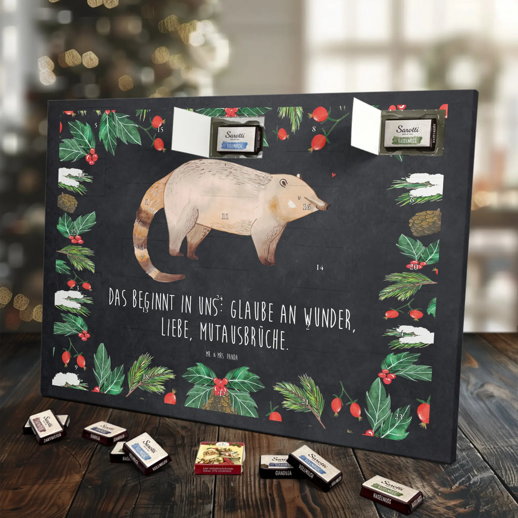 Chocolate advent calendar Coati gift ideas, gifts, small animals, good mood, cute, funny sayings, cute animal motives, hand drawn, special gifts, card, animal lover, Nose bear, trunk bear