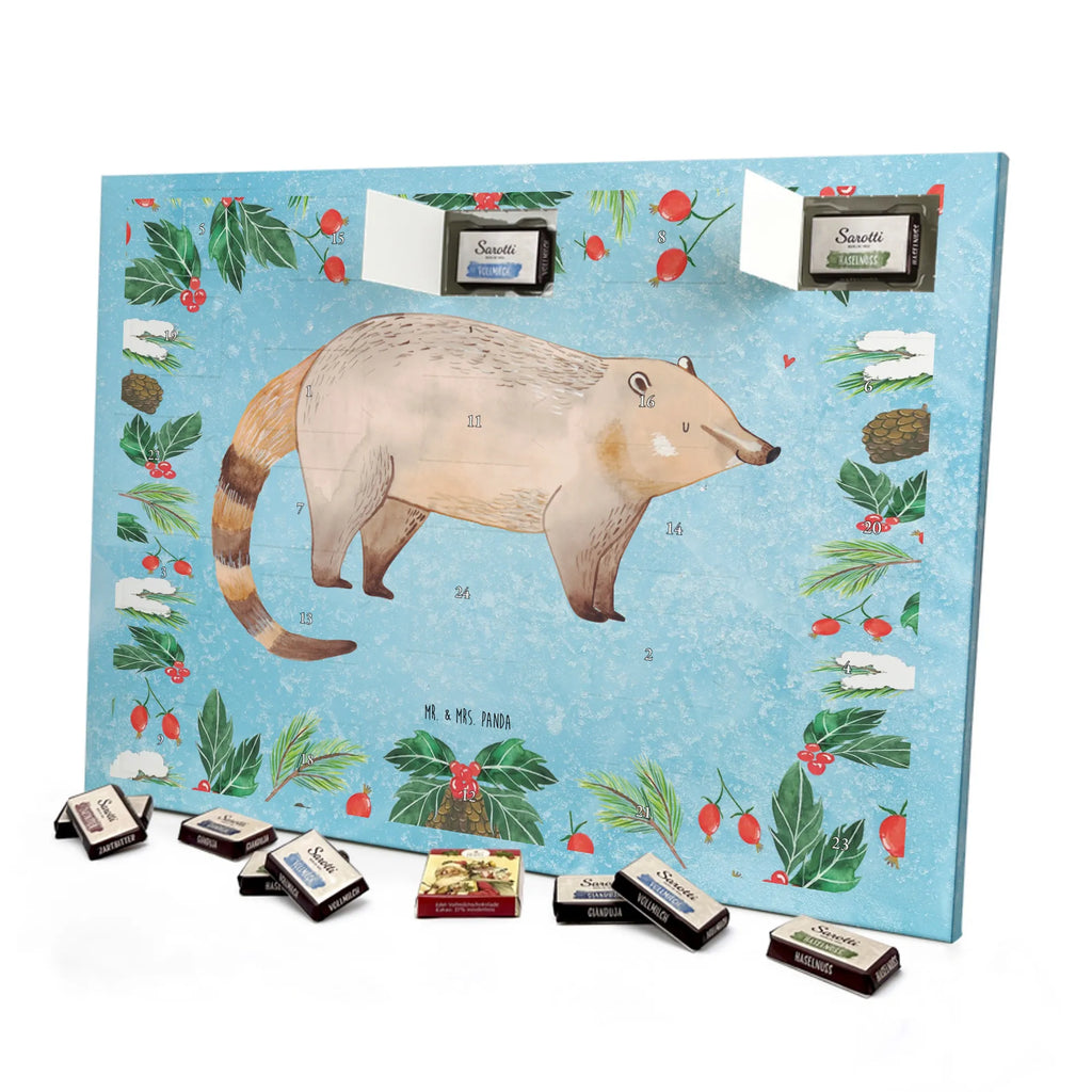 Chocolate advent calendar Coati gift ideas, gifts, small animals, good mood, cute, funny sayings, cute animal motives, hand drawn, special gifts, card, animal lover, Nose bear, trunk bear