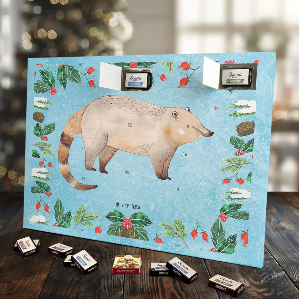 Chocolate advent calendar Coati gift ideas, gifts, small animals, good mood, cute, funny sayings, cute animal motives, hand drawn, special gifts, card, animal lover, Nose bear, trunk bear