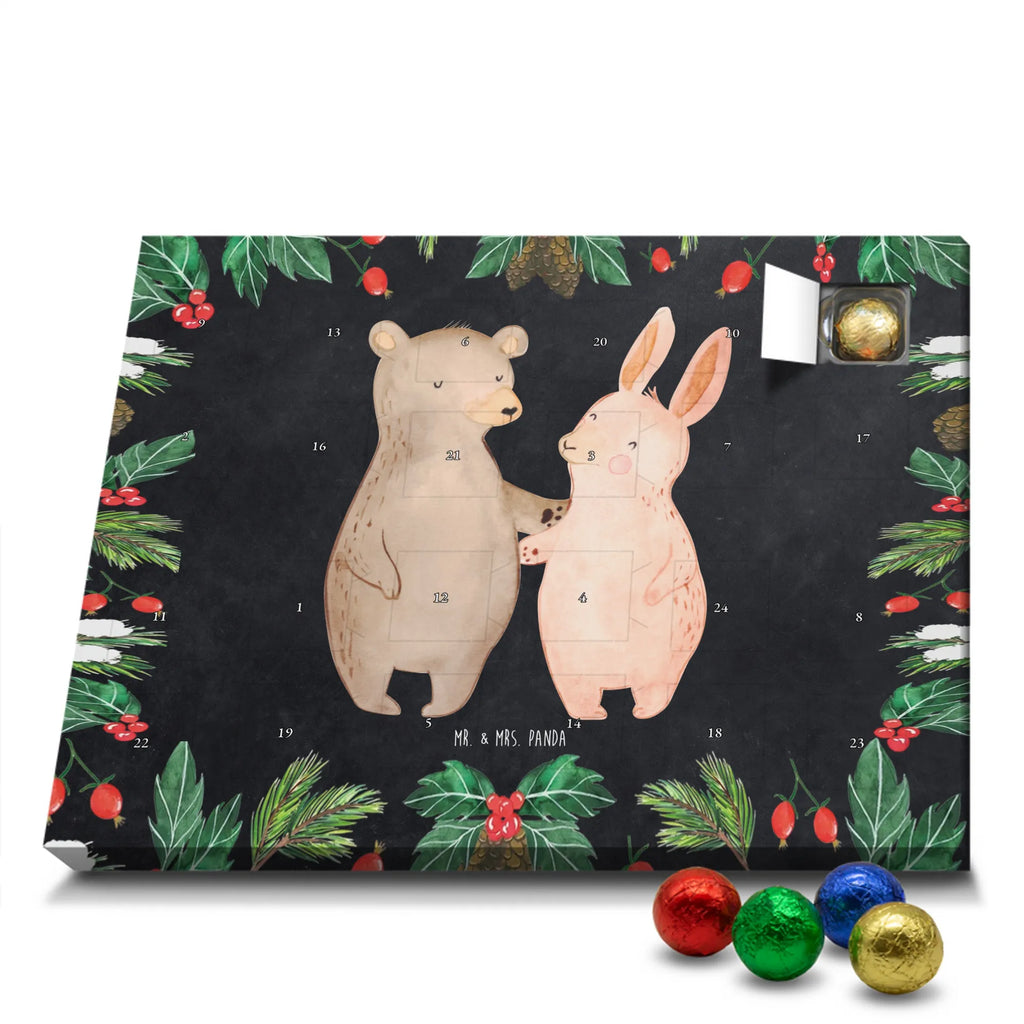 Chocolate advent calendar bear and rabbit Embrace Loving, Marriage, Proposal of marriage, anniversary gift, Together, Love gift, gift for her, gift for him, Two, friends, rabbit, best friend