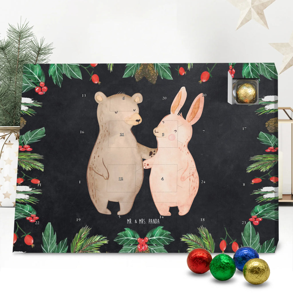 Chocolate advent calendar bear and rabbit Embrace Loving, Marriage, Proposal of marriage, anniversary gift, Together, Love gift, gift for her, gift for him, Two, friends, rabbit, best friend