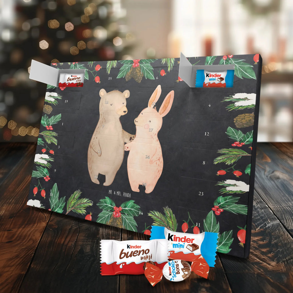 Chocolate advent calendar bear and rabbit Embrace Loving, Marriage, Proposal of marriage, anniversary gift, Together, Love gift, gift for her, gift for him, Two, friends, rabbit, best friend