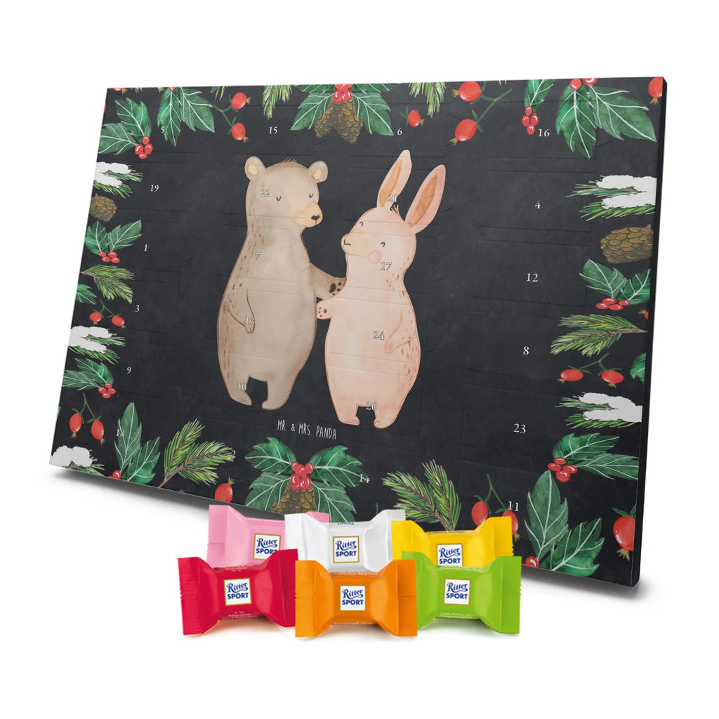 Chocolate advent calendar bear and rabbit Embrace Loving, Marriage, Proposal of marriage, anniversary gift, Together, Love gift, gift for her, gift for him, Two, friends, rabbit, best friend