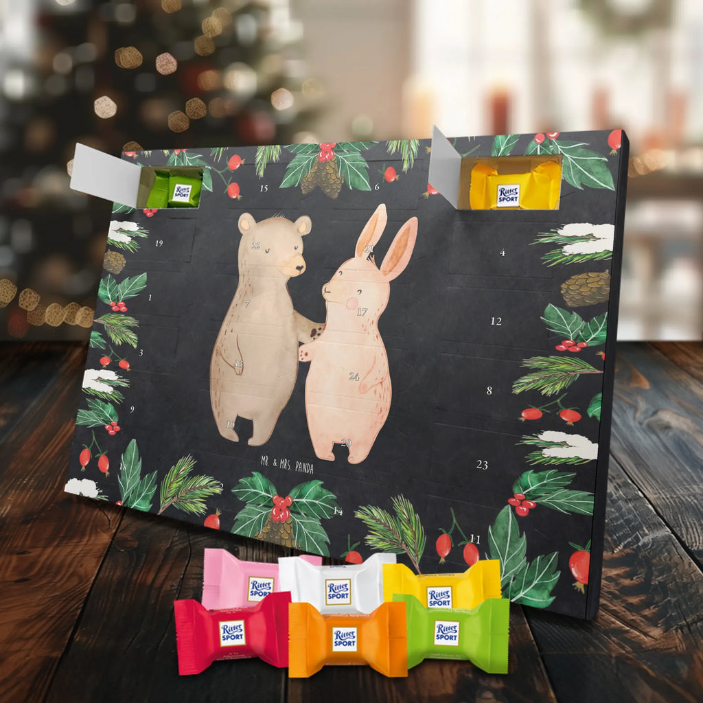 Chocolate advent calendar bear and rabbit Embrace Loving, Marriage, Proposal of marriage, anniversary gift, Together, Love gift, gift for her, gift for him, Two, friends, rabbit, best friend